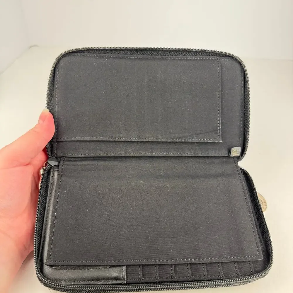 Vintage Nine West Fabric Two Zip Compact 23+ Pocket Wallet Check Book‎ Pocket